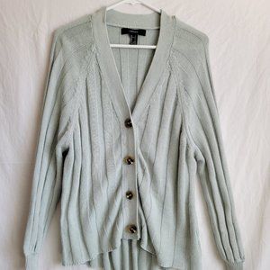Forever 21 Chunky Knit Cardigan Green Small